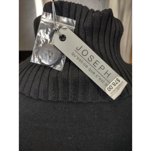 Joseph A Sweater Cape Black Ribbed Turtleneck Scalloped Pullover Womens Small - Picture 8 of 10